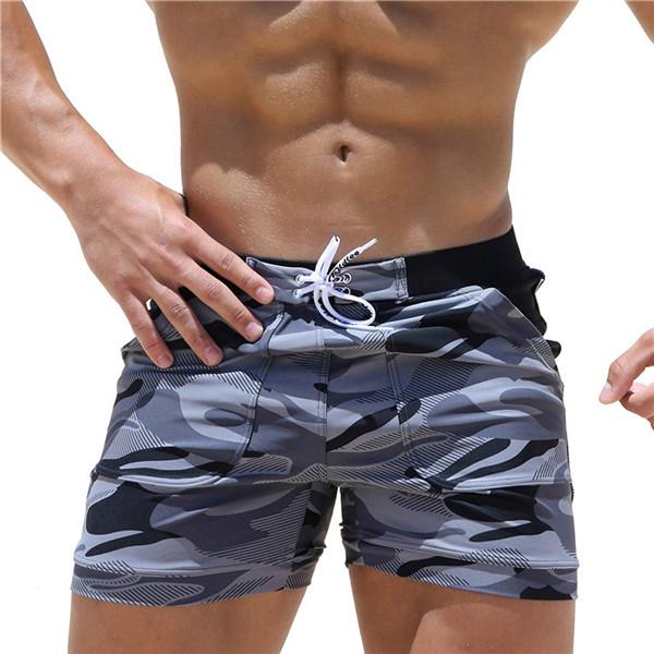 Wholesale Swimwear Men Basic Long Swimming Surf Camo Swim Shorts Pocket
